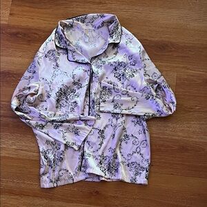 Luxe Blush Satin Floral Blouse